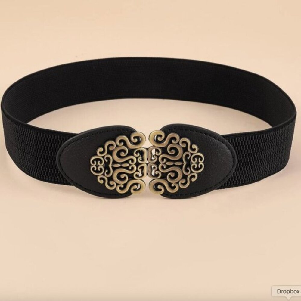 Textured Metal Belt Gold/Black